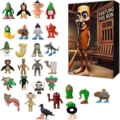 Brainrot Adventskalender Set D: Tung Tung Sahur vor der Holzhütte mit Figuren