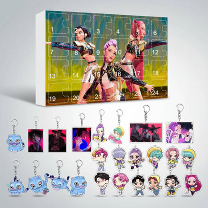 K-Pop Adventskalender 2025 einzigartiges Design mit Anhänger für den Schulsack.