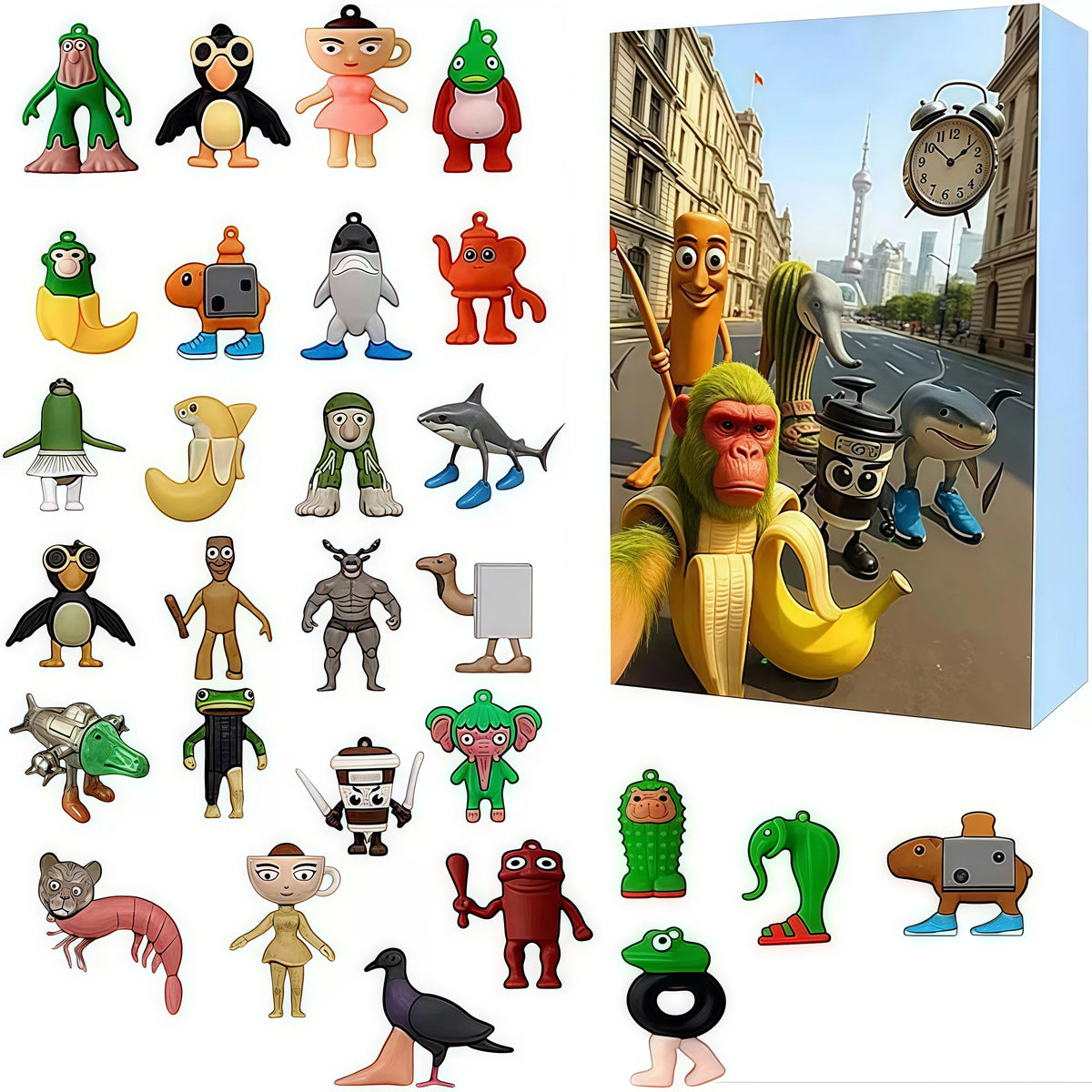 Brainrot Adventskalender Set F: Chimpanzini Bananini in der Stadt mit Figuren
