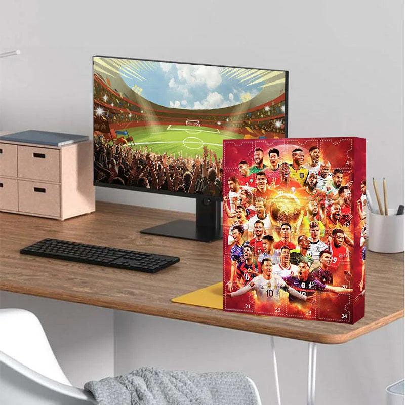 Fussball Adventskalender, ideal als Geschenk für Kinder und Fussball-Fans, mit 24 Überraschungen in stilvollem Fussball-Design.