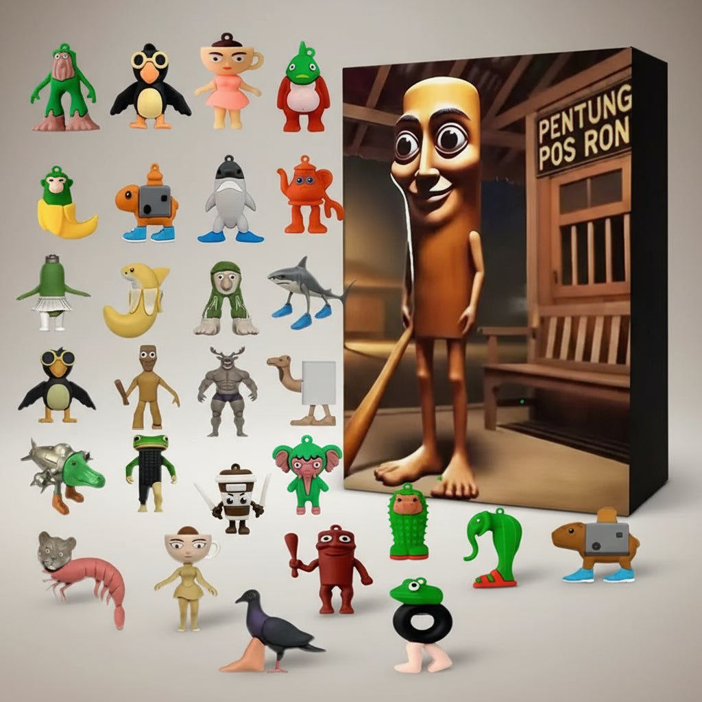 Tung Tung Tung Sahur Adventskalender 2025 mit 24 Sammeln Mini-Figuren – Spass für kreative Kids und Brainrot Fans.