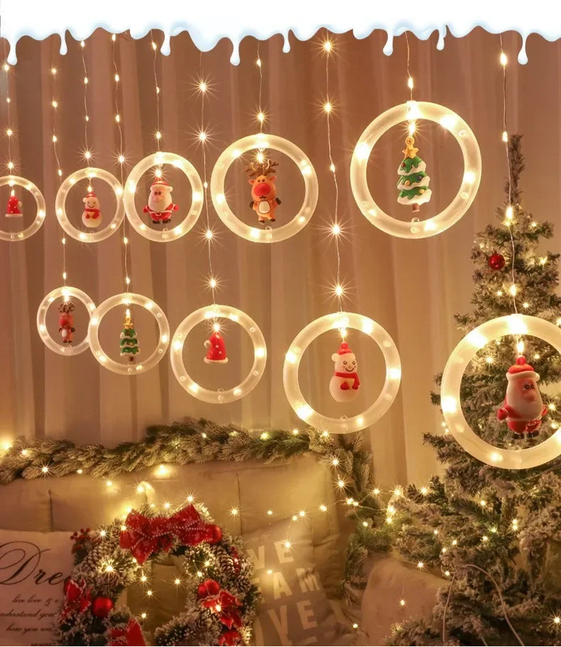 Warmweisse LED Stern Lichterkette mit dekorativen Weihnachtsanhängern