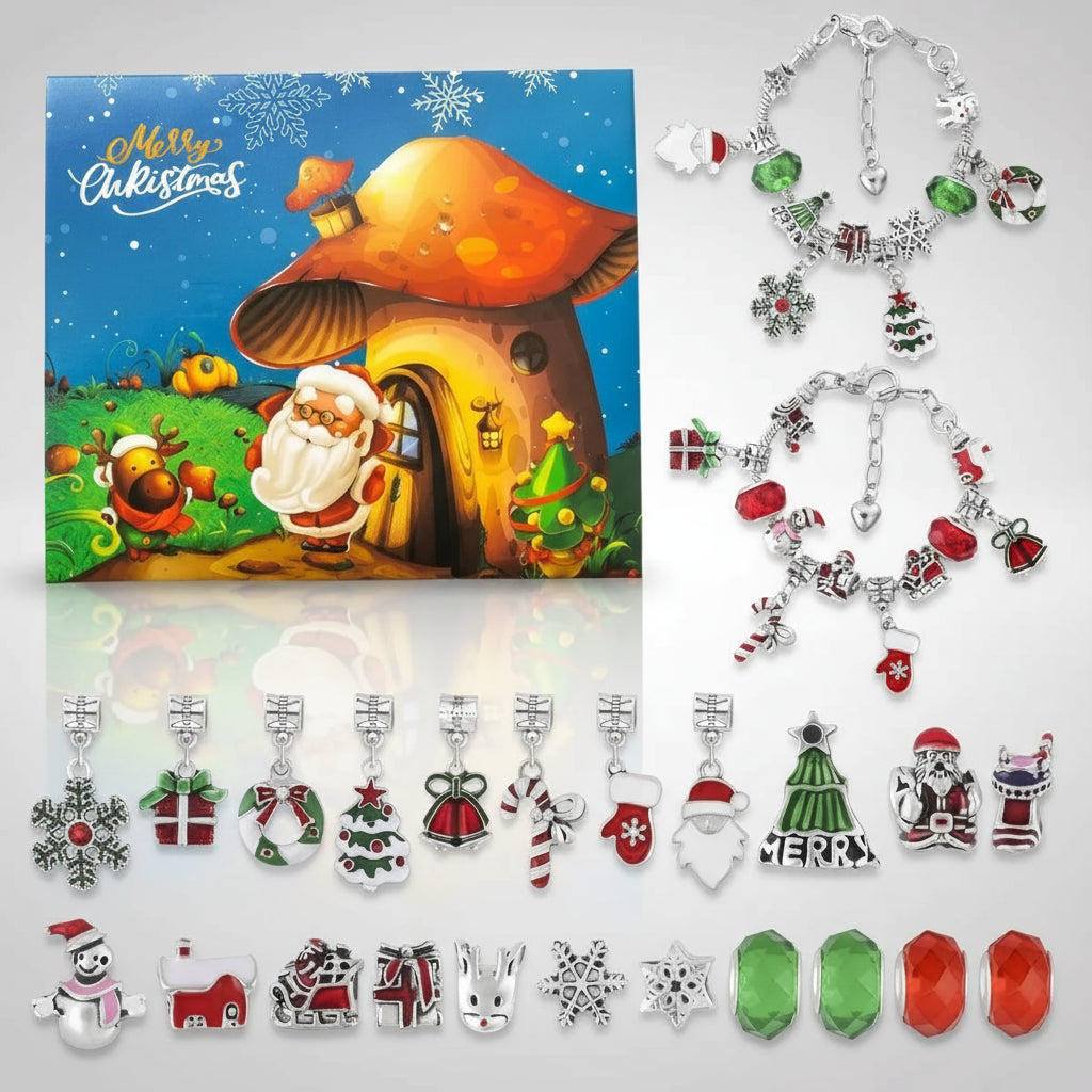 Süsser Adventskalender 2025 mit Armband Ketten im Pandora Style