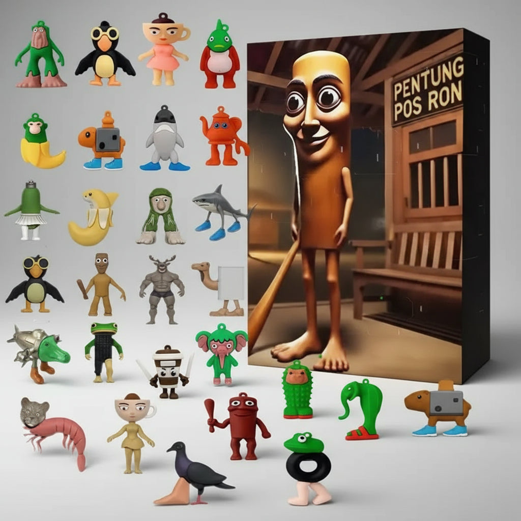 Tung Tung Tung Sahur 4 Adventskalender 2025 mit 24 Mini-Figuren – Spassiger Sammelkalender für kreative Köpfe und Brainrot-Fans.