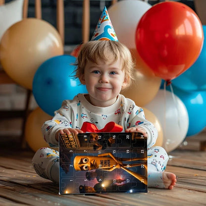 Detailaufnahme des Brainrot Tung Sahur Adventskalenders 2025 mit einzigartigen Schlüsselanhängern und Figuren, ideal für Sammler und als weihnachtliche Dekoration.