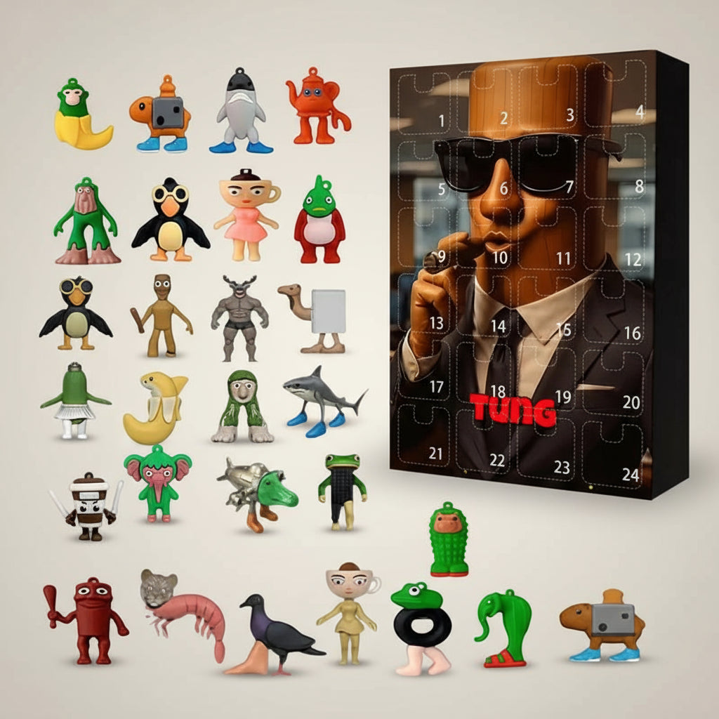 Tung Tung Tung Sahur 1 Adventskalender 2025 mit kultigen Brainrots Sammelfiguren – limitierte Edition für Spass, Überraschung und Kreativität.