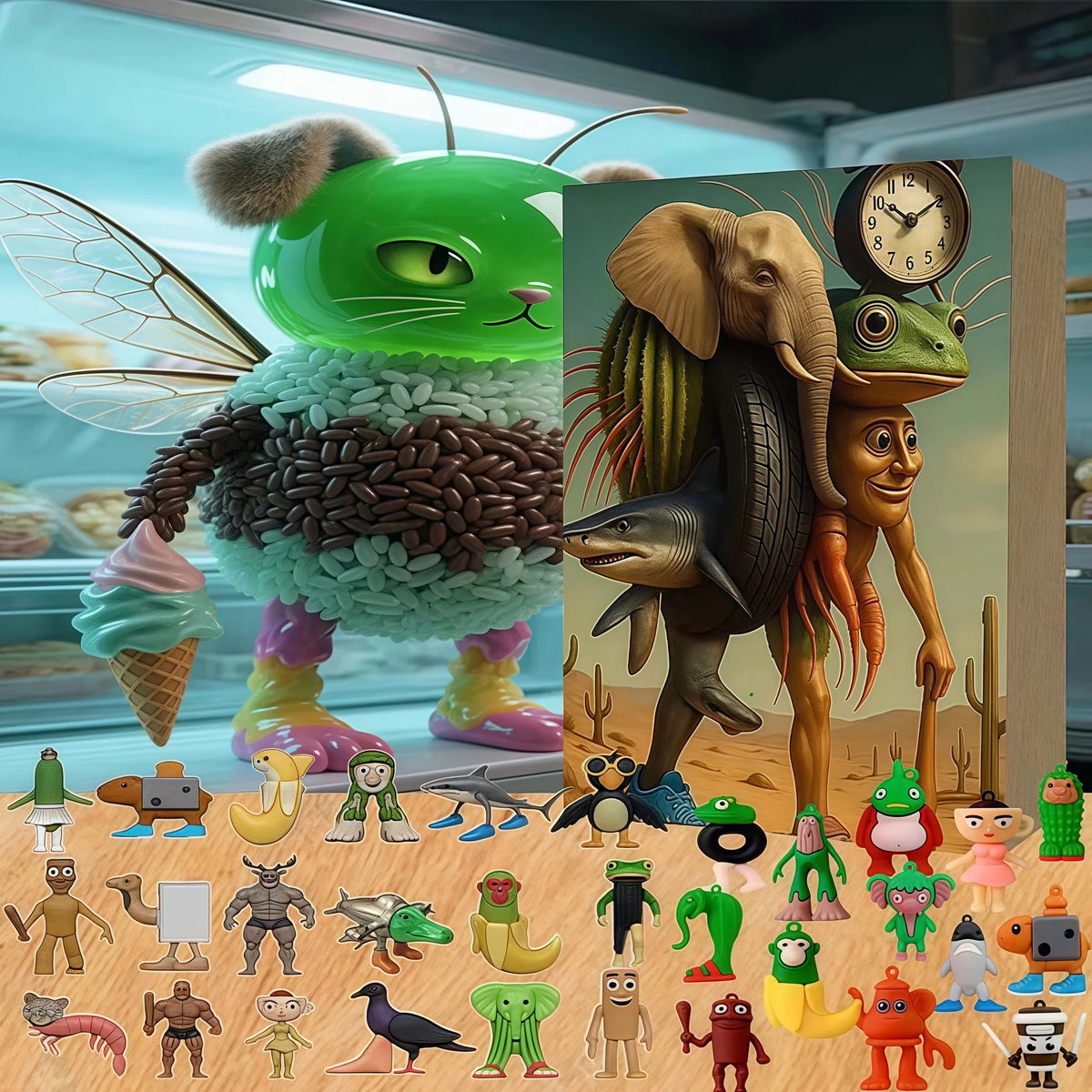 Brainrot Adventskalender mit Figuren Tung Tung Sahur und Tralalero Tralala