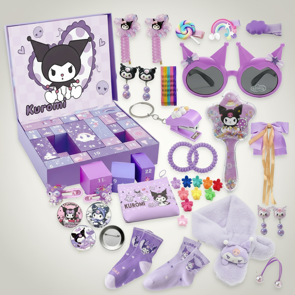 Adventskalender Kuromi, Hello Kitty, My Melody & Cinnamoroll - Perfekt für den Weihnachts-Countdown und als Geschenk für Sanrio-Fans.