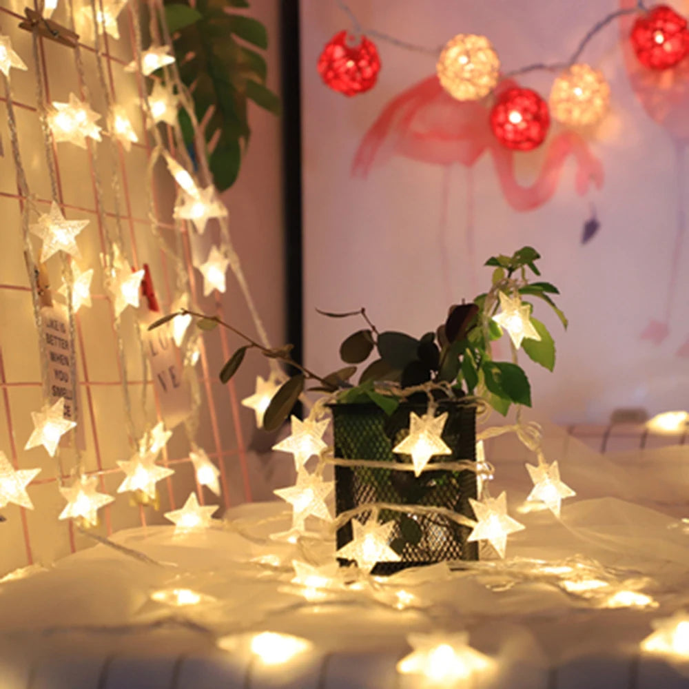 Lichterkette Sterne LED: USB, Batterie & Stecker
