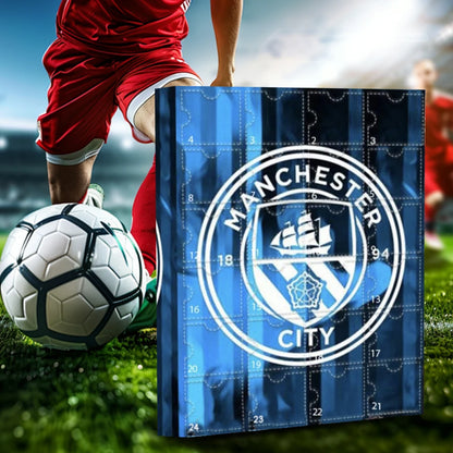 Manchester City Adventskalender 2025 – Für echte Citizens, präsentiert im sportlichen Umfeld eines Fußballspiels.