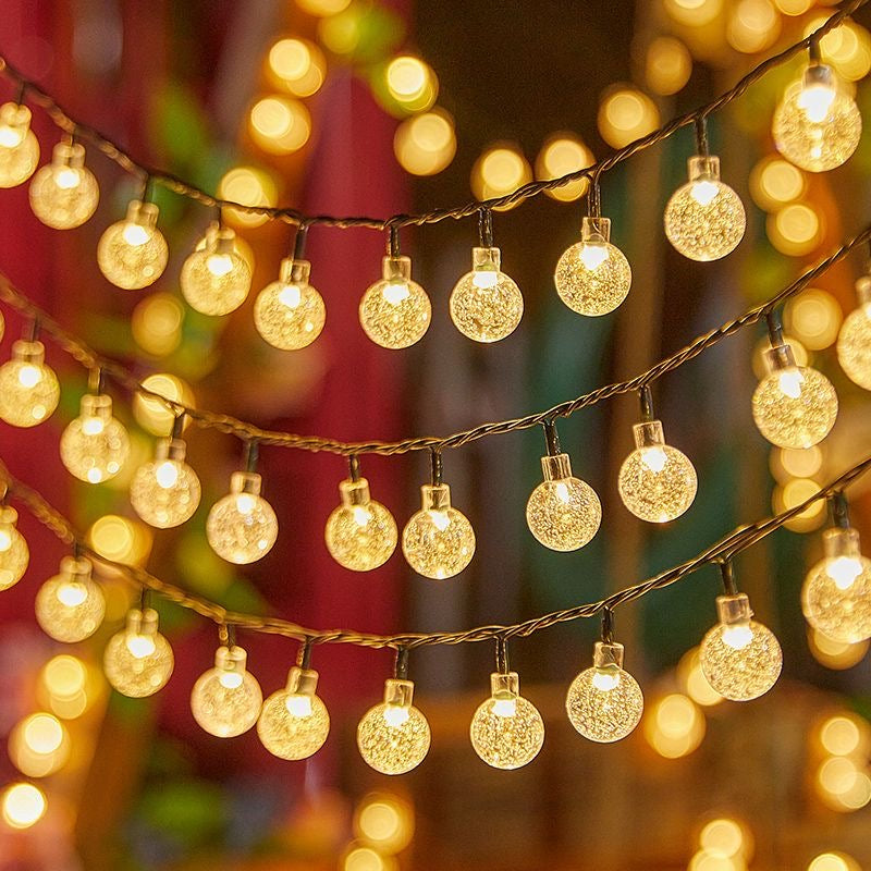 Kristall-Lichterkette LED mit Acryl-Kugeln für Balkon und Gartendeko