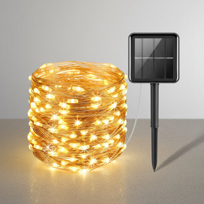 Solar LED Lichterkette in verschiedenen Leuchtmodi mit warmweissem Licht