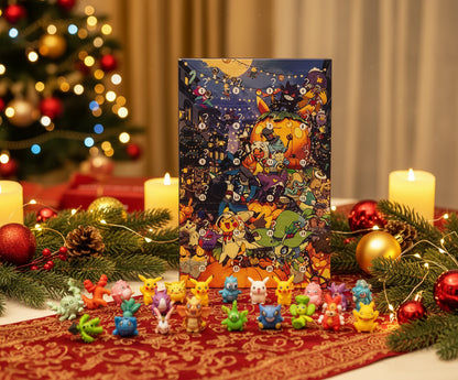 Pokémon Adventskalender 2025 Halloween Night Edition mit dunklem Motiv und 24 Mini-Figuren.