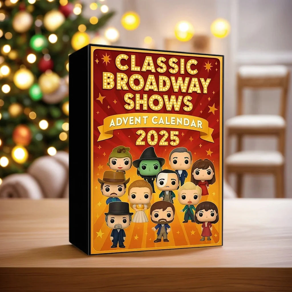 Künstlerische Anordnung der Minifiguren aus dem Klassischen Broadway Shows Adventskalender 2025, ideal zur Ausstellung.