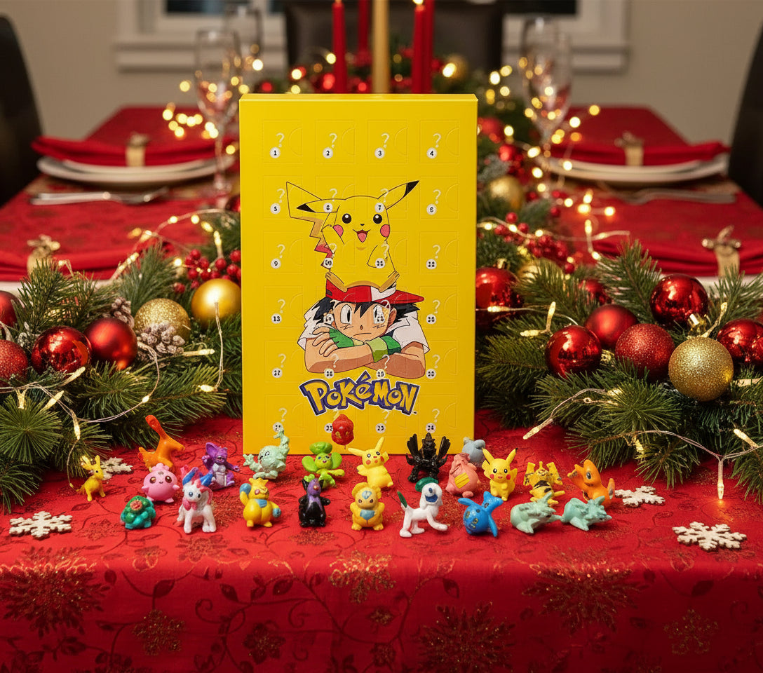 Pokémon Adventskalender 2025 Gelbe Edition mit Pikachu und Ash, 24 Figuren zum Sammeln.
