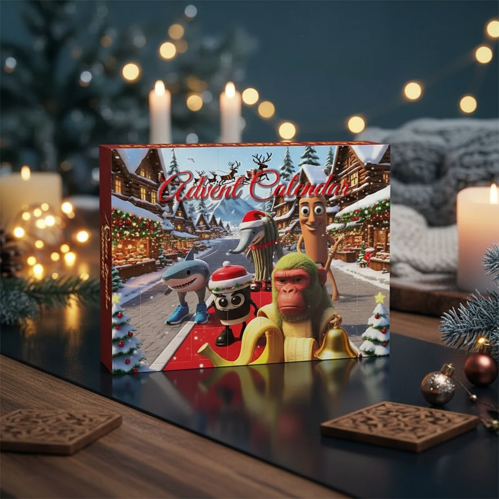 Brainrot Christmas Edition Adventskalender 2025 mit 24 witzigen Sammelfiguren – lustiger Weihnachtskalender für Fans und Sammler.