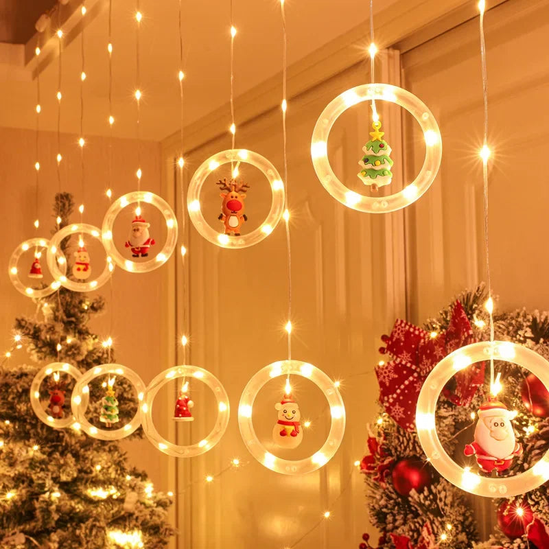 Bunte LED Lichterkette Sterne mit Weihnachtsanhängern USB 5,7m lang