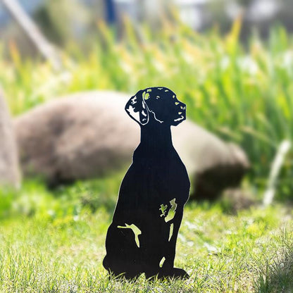 Hund Gartenstecker Metall Vizsla Silhouette Gartendeko