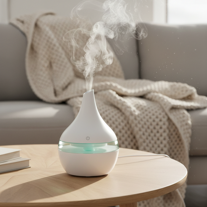 Mini Aroma Diffuser USB Holzoptik, ideal für Yoga und Meditation, schafft eine entspannte Umgebung.