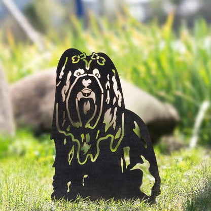 Hund Gartenstecker Metall Shih Tzu Silhouette Gartendeko