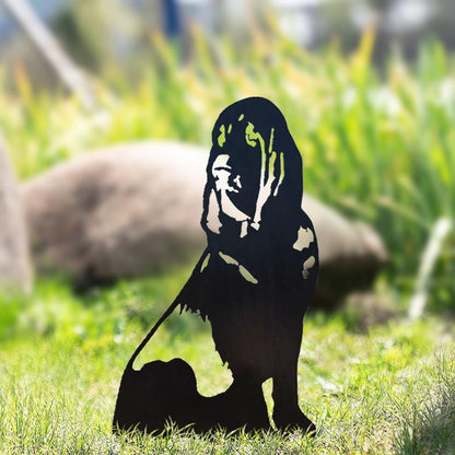 Hund Gartenstecker Metall Beagle Silhouette Gartendeko