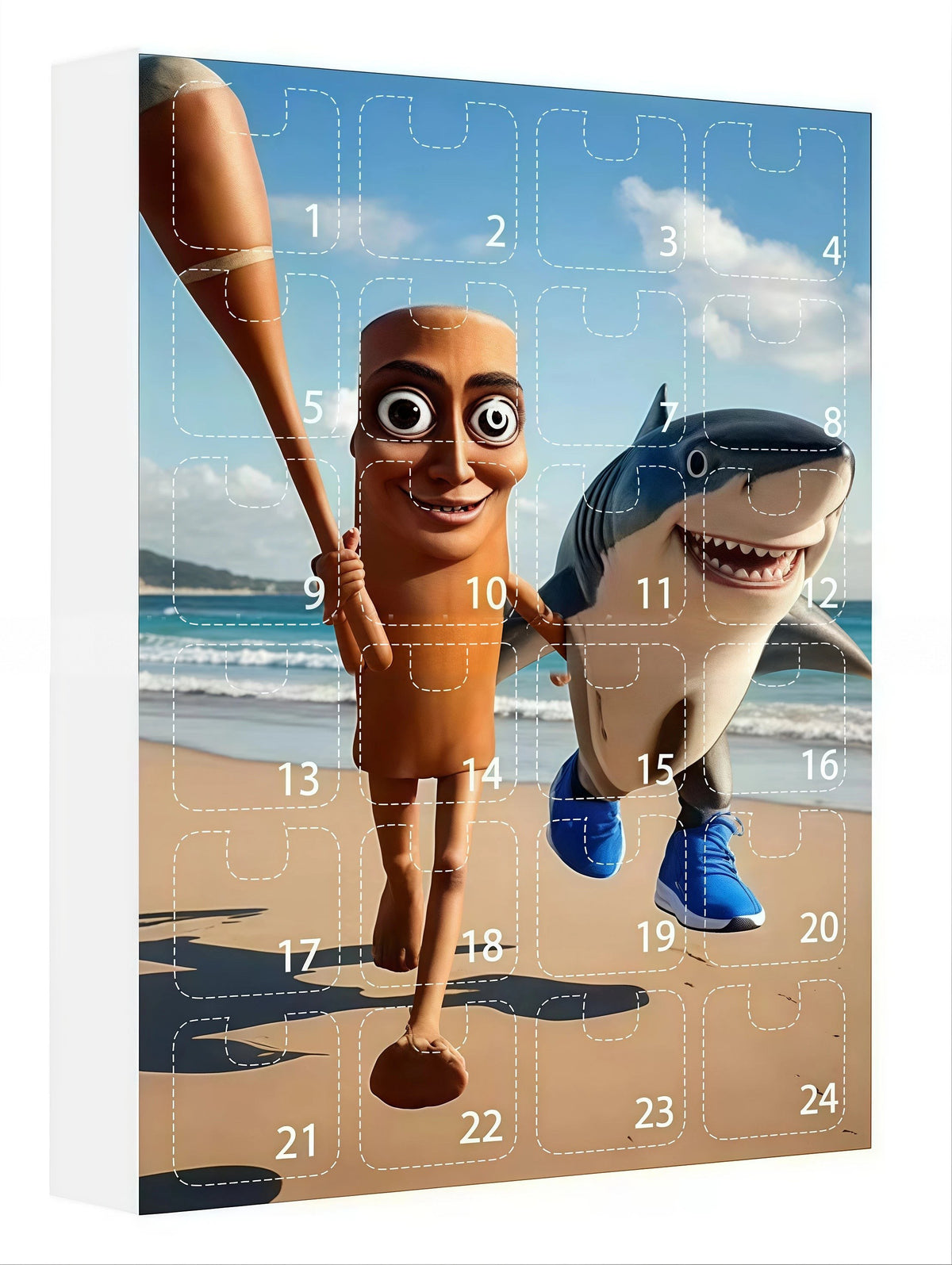 Brainrot Adventskalender Set J: Tung Tung Sahur und Hai am Strand mit Figuren