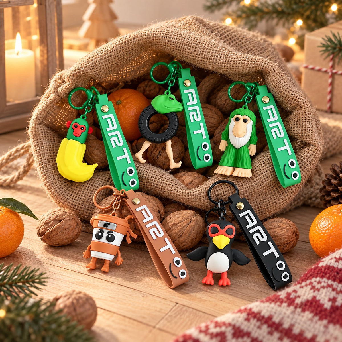 Brainrot Figuren-Schlüsselanhänger im Jutesack als Adventskalender-Füllung