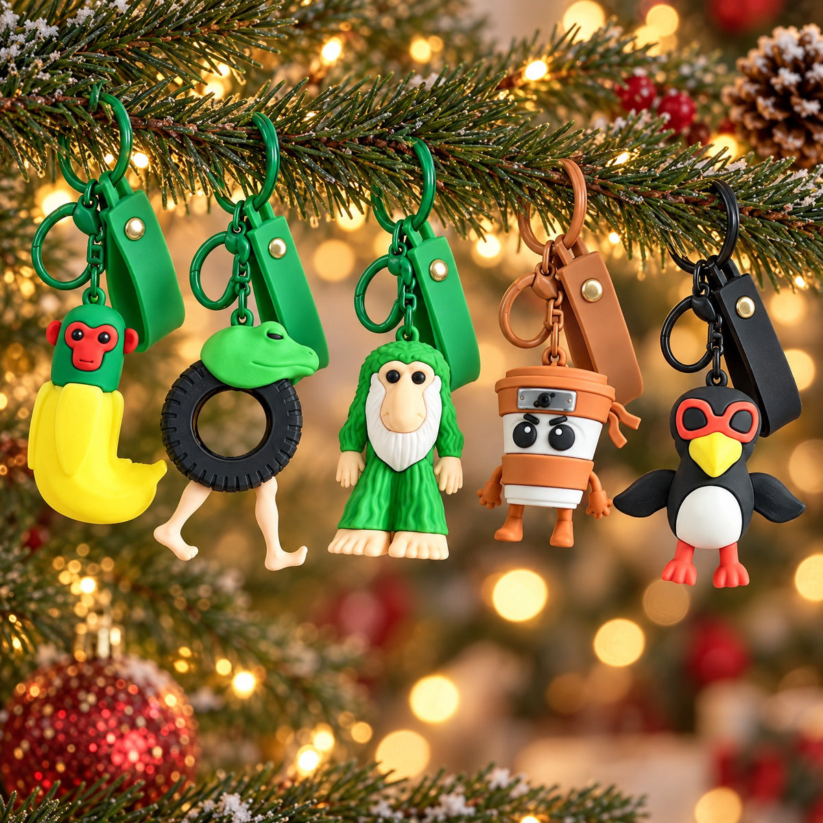 Brainrot Schlüsselanhänger am Weihnachtsbaum