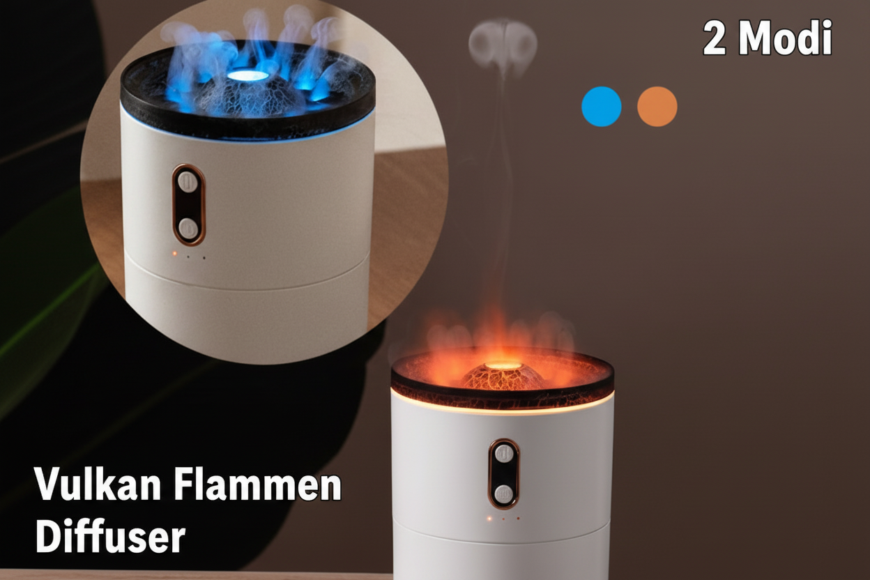 USB-Anschluss des Vulkan Flammen Diffusers, ideal für Laptop und Powerbank, flexible Nutzungsmöglichkeiten.