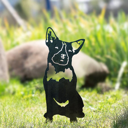 Hund Gartenstecker Metall Dackel Silhouette im Garten — wetterfeste Hundedeko