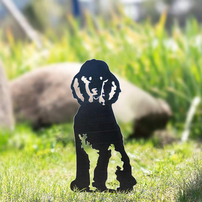 Hund Gartenstecker Metall Pudel Silhouette Gartendeko