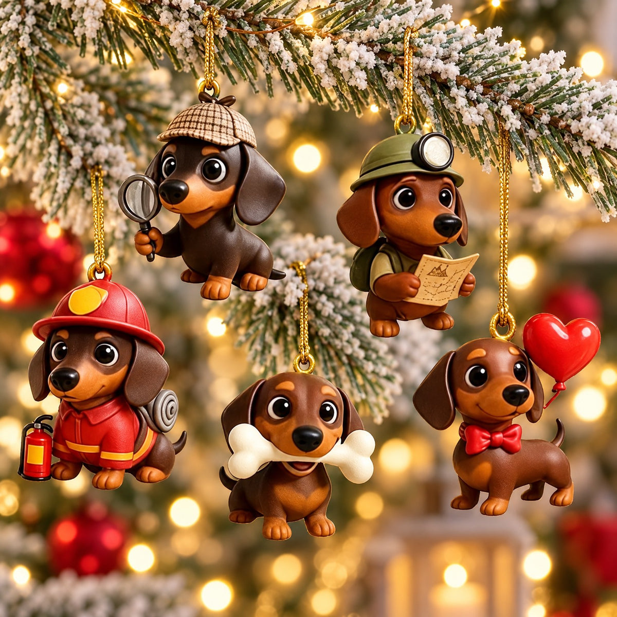 Dackel-Anhänger aus Acryl am Weihnachtsbaum