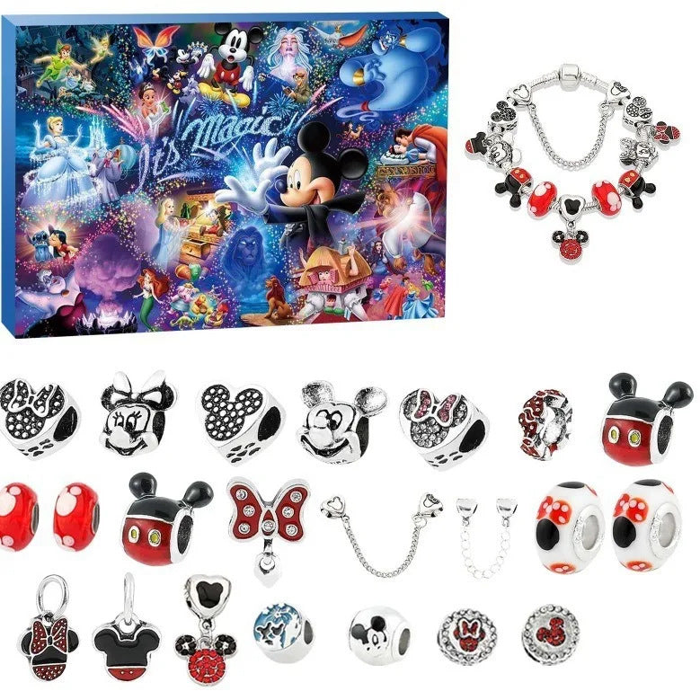 Charm-Armband Adventskalender 2026 mit blauer Mickey-Zauber-Box, Armband und Mickey-Charms