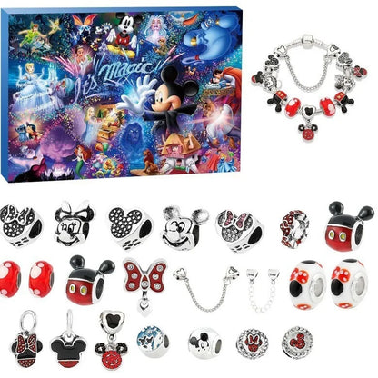 Charm-Armband Adventskalender 2026 mit blauer Mickey-Zauber-Box, Armband und Mickey-Charms