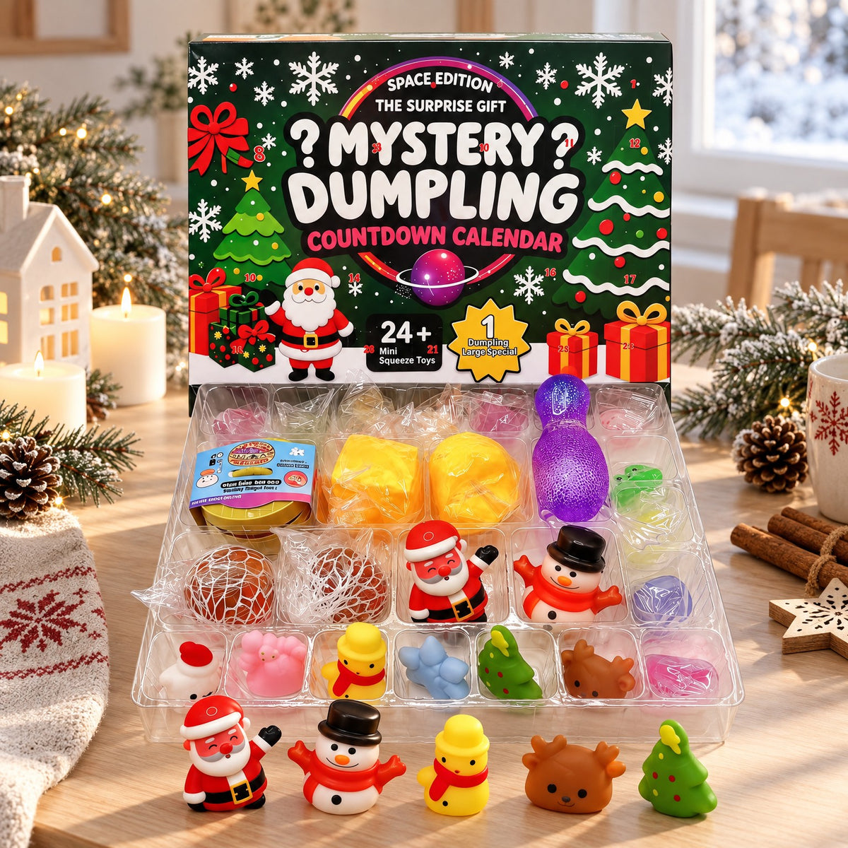 Mystery Dumpling Adventskalender Variante grüne Box mit Figuren