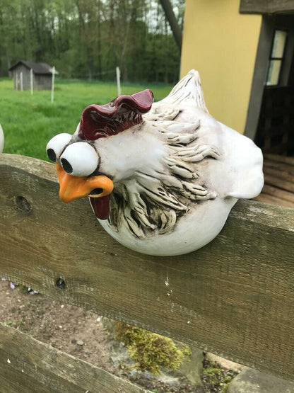Gartenfigur Huhn Seitenansicht – Dekorative Hühnerfigur Kunstharz Aussenbereich