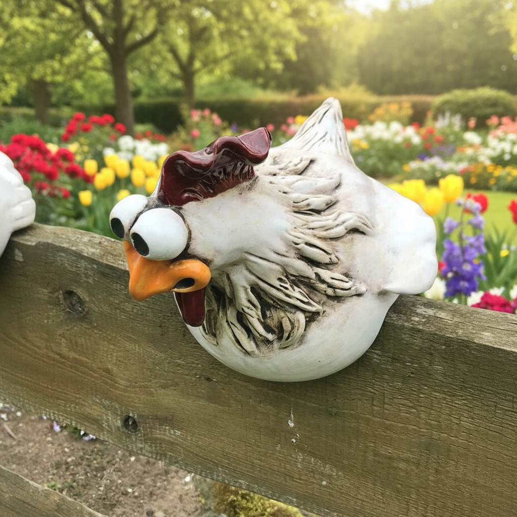 Gartenfigur Huhn Design C – Hühnerfigur Kunstharz Garten & Hof