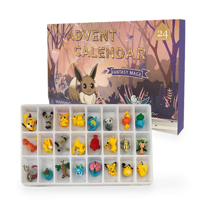 Evoli Adventskalender in pastellfarbener Box „Fantasy Mage“ mit Einsatz voller Pokémon-Mini-Figuren