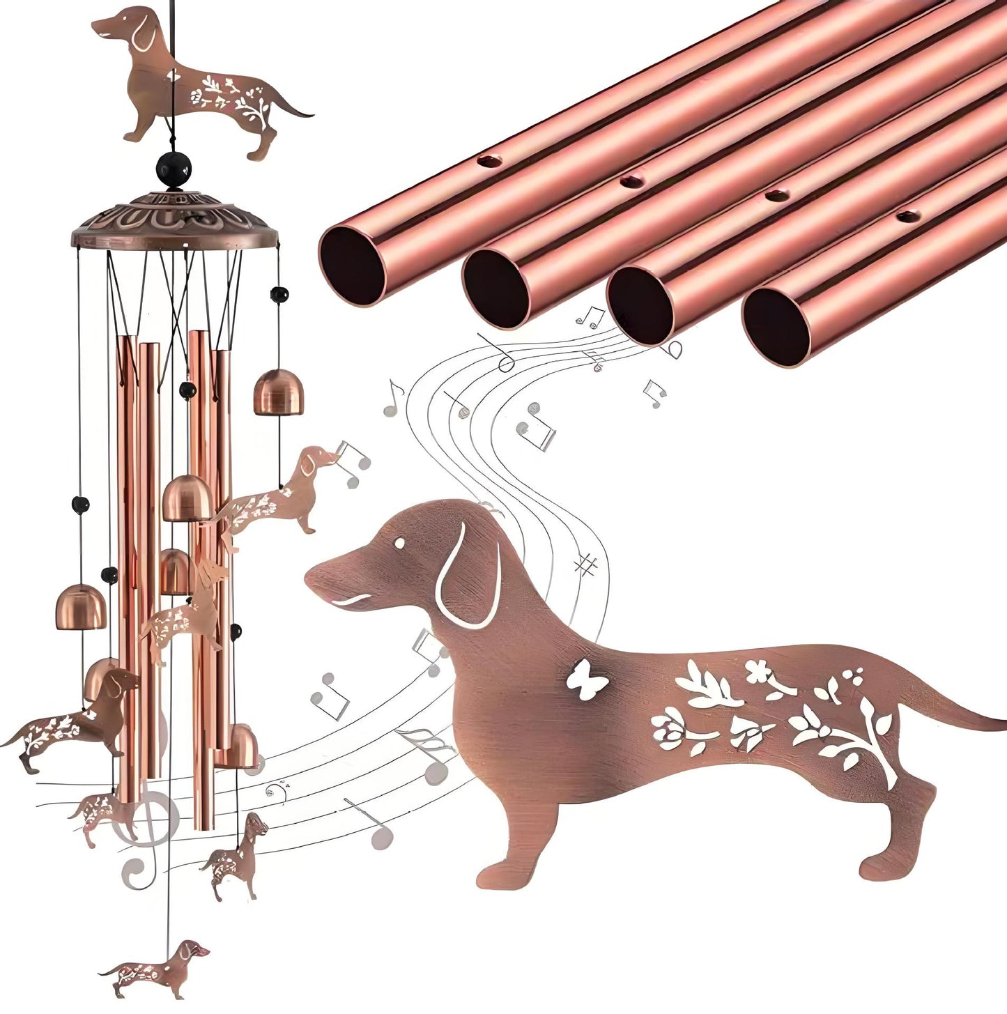 Klangspiel Retro Garten – Schmiedeeisen Windspiel mit melodiösen Röhren