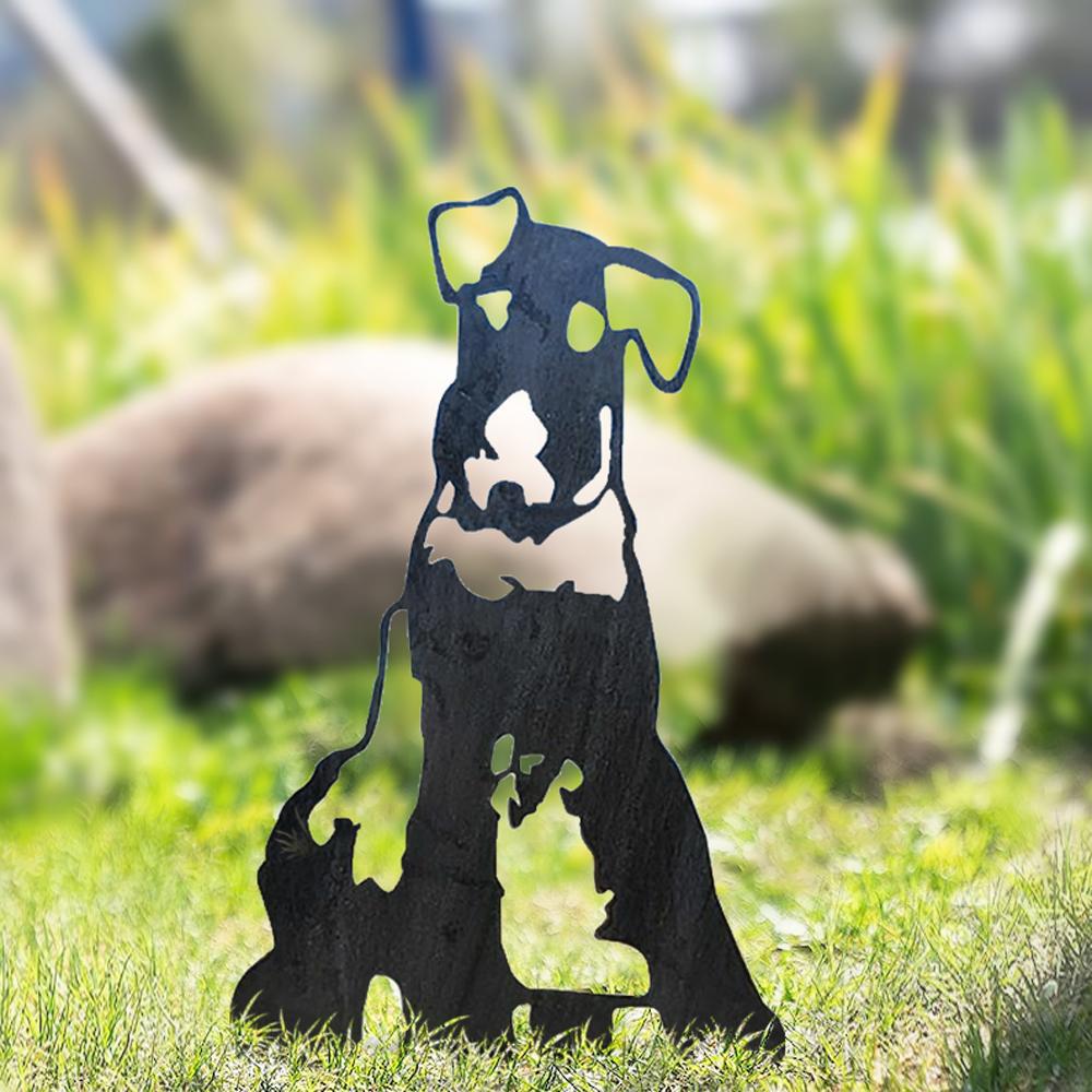 Hund Gartenstecker Metall Airedale Terrier Silhouette Gartendeko