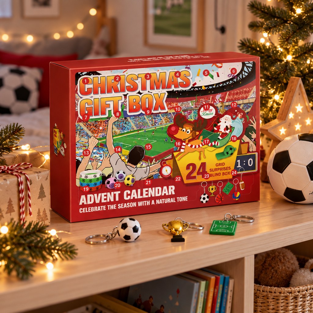Fussball Adventskalender für Kinder im Kinderzimmer zur Weihnachtszeit