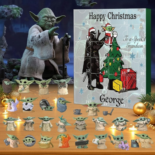 Star Wars Baby Yoda Grogu Adventskalender 2025 mit 24 Überraschungen in Form von detailreichen Mini-Figuren und Accessoires, ideal für Fan-Sammler.