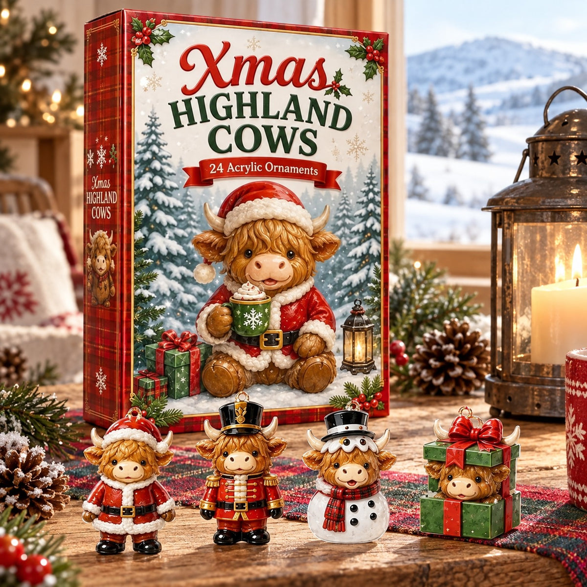 Highland Kuh Adventskalender Box mit Kuh-Anhängern