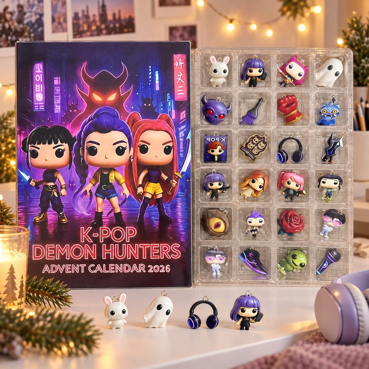 K-Pop Demon Hunters Adventskalender Variante 2D Neon mit Anhängern