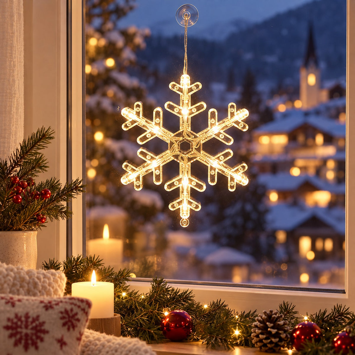 Fensterlicht Weihnachten mit Saugnapf: 10 LED Motive