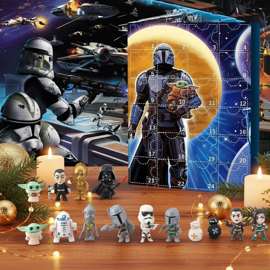 Star Wars Mandalorian Adventskalender 2025 mit Mando und Grogu - 24 Überraschungsfiguren für Sammler und Fans.