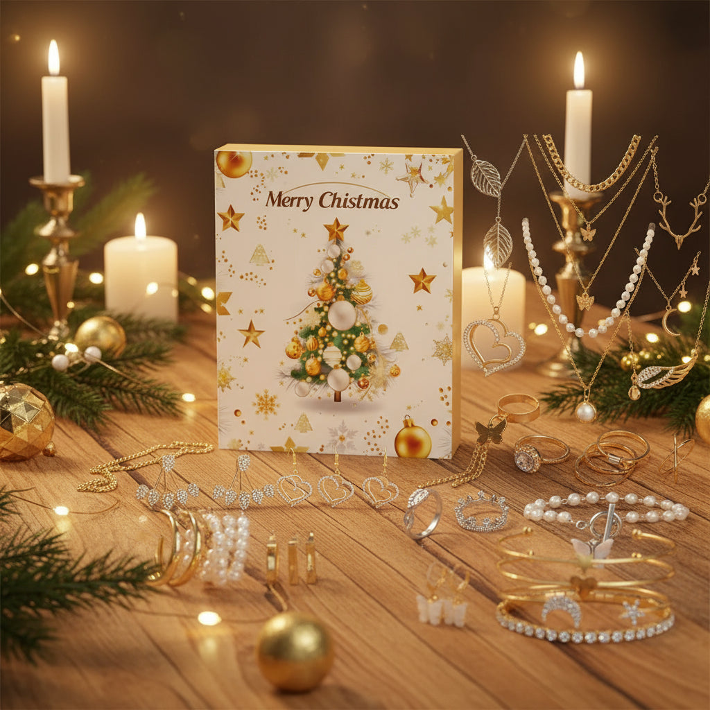 Eleganter Edler Schmuck Adventskalender 2025 Pandora mit 24 Überraschungen. Ideal als Geschenk für Frauen und Teenager in der Weihnachtszeit.