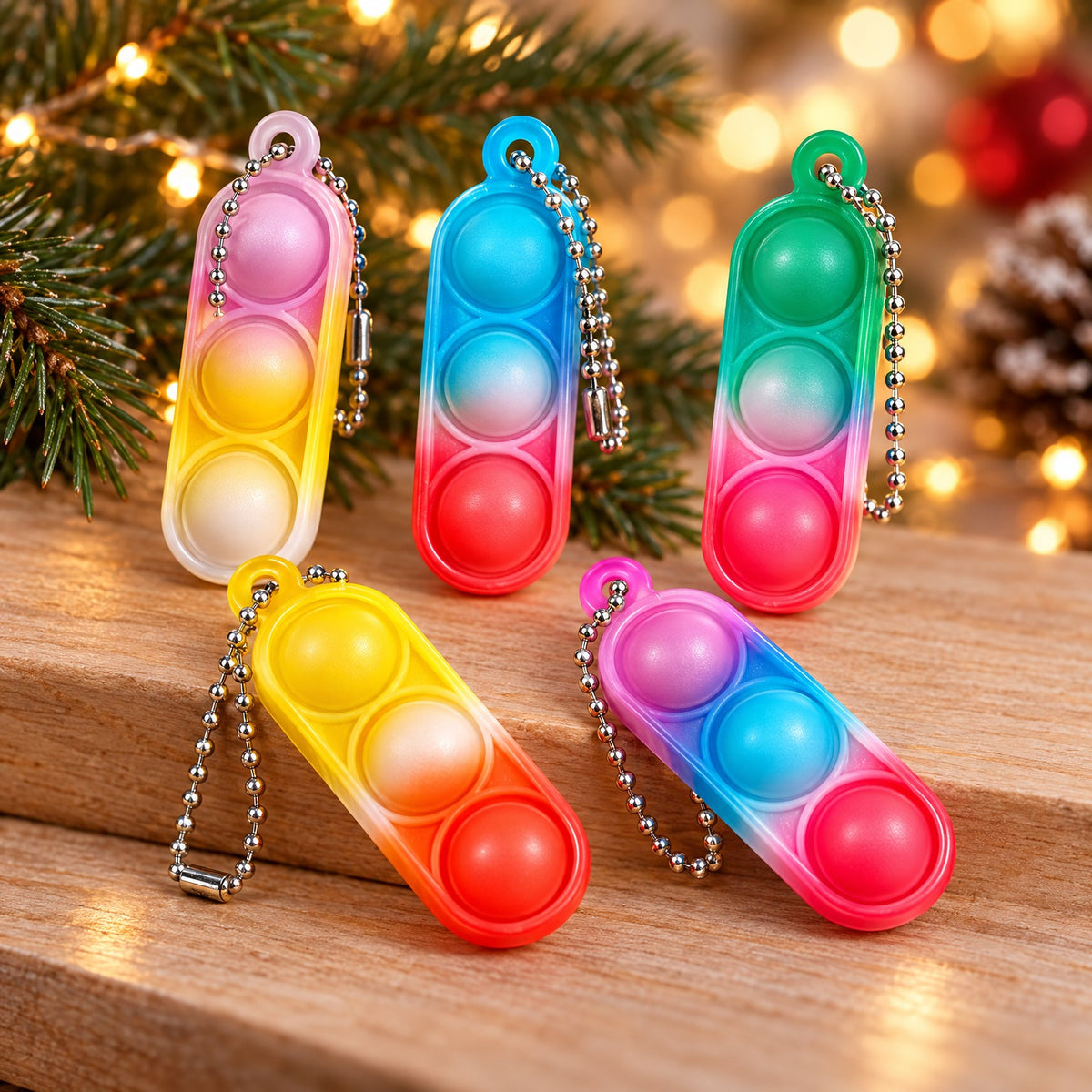 Nahaufnahme Pop-it Mini-Anhänger mit Farbverlauf